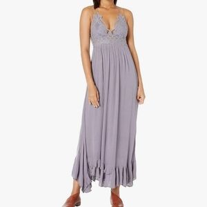 Free The People Elegant Navy Maxi Dress with Lace